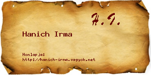 Hanich Irma névjegykártya
